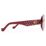 Loewe - Occhiali da Sole Smooth Pavé Screen in Acetato - Bordeaux - Loewe Eyewear