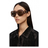 Loewe - Square Mask Sunglasses in Acetate and Nylon - Dark Havana - Loewe Eyewear