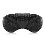 Ammoment - Eyeglass Case - Porosus Crocodile in Black - Luxury Eyeglass Leather Cover