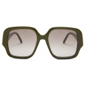 Loewe - Occhiali da Sole Square Slim - Kaki Lucido - Loewe Eyewear