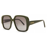 Loewe - Occhiali da Sole Square Slim - Kaki Lucido - Loewe Eyewear