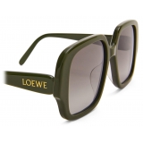 Loewe - Occhiali da Sole Square Slim - Kaki Lucido - Loewe Eyewear