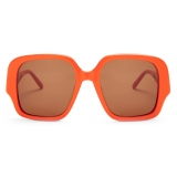 Loewe - Occhiali da Sole Square Slim - Arancione Brillante - Loewe Eyewear