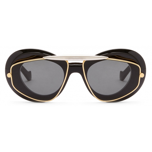 Loewe - Wing Double Frame Sunglasses in Acetate and Metal - Shiny Black - Loewe Eyewear