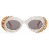 Loewe - Occhiali da Sole Ovali Pavé - Grigio Perla/Bianco - Loewe Eyewear