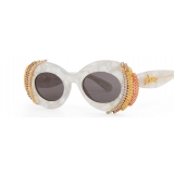 Loewe - Pavé Oval Sunglasses - Pearl Grey/White - Loewe Eyewear