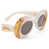 Loewe - Pavé Oval Sunglasses - Pearl Grey/White - Loewe Eyewear