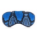 Ammoment - Eyeglass Case - Python in Alien Blue Metallic - Luxury Eyeglass Leather Cover