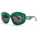 Loewe - Occhiali da Sole Smooth Pavé Screen in Acetato - Verde - Loewe Eyewear