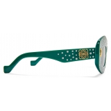 Loewe - Occhiali da Sole Smooth Pavé Screen in Acetato - Verde - Loewe Eyewear