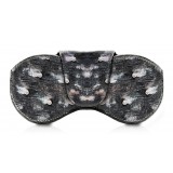 Ammoment - Eyeglass Case - Ostrich in Tahitian Pearl Peacock Black - Luxury Eyeglass Leather Cover