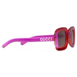 Gucci - Square Sunglasses - Transparent Fuchsia - Gucci Eyewear