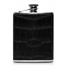 Ammoment - Hip Flask - Crocodile in Black - Luxury Stainless Steel Hip Flask in Leather
