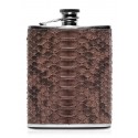 Ammoment - Hip Flask - Python in Brown - Luxury Stainless Steel Hip Flask in Leather