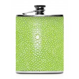 Ammoment - Hip Flask - Stingray in Light Green - Luxury Stainless Steel Hip Flask in Leather