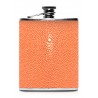 Ammoment - Hip Flask - Stingray in Orange - Luxury Stainless Steel Hip Flask in Leather