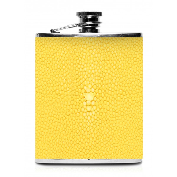 Ammoment - Hip Flask - Stingray in Yellow - Luxury Stainless Steel Hip Flask in Leather