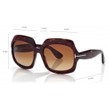 Tom Ford - Occhiali da Sole Ren - Occhiali da Sole Geometrica - Havana Scuro - Occhiali da Sole - Tom Ford Eyewear