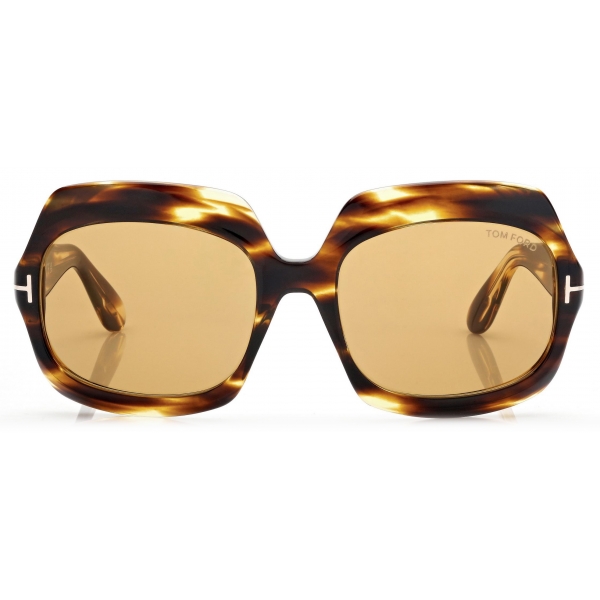 Tom Ford - Ren Sunglasses - Geometric Sunglasses - Dark Havana - Sunglasses - Tom Ford Eyewear