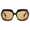 Tom Ford - Occhiali da Sole Ren - Occhiali da Sole Geometrica - Nero Lucido Marrone - Occhiali da Sole - Tom Ford Eyewear