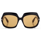 Tom Ford - Occhiali da Sole Ren - Occhiali da Sole Geometrica - Nero Lucido Marrone - Occhiali da Sole - Tom Ford Eyewear