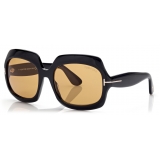 Tom Ford - Occhiali da Sole Ren - Occhiali da Sole Geometrica - Nero Lucido Marrone - Occhiali da Sole - Tom Ford Eyewear