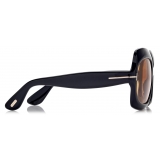 Tom Ford - Occhiali da Sole Ren - Occhiali da Sole Geometrica - Nero Lucido Marrone - Occhiali da Sole - Tom Ford Eyewear