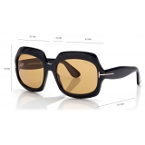 Tom Ford - Occhiali da Sole Ren - Occhiali da Sole Geometrica - Nero Lucido Marrone - Occhiali da Sole - Tom Ford Eyewear