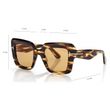 Tom Ford - Occhiali da Sole Esme - Occhiali da Sole Oversized - Havana Scuro - Occhiali da Sole - Tom Ford Eyewear