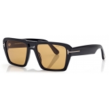 Tom Ford - Occhiali da Sole Redford - Occhiali da Sole Squadrati - Nero Lucido Marrone  - Occhiali da Sole - Tom Ford Eyewear