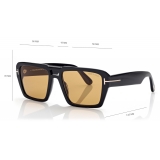 Tom Ford - Occhiali da Sole Redford - Occhiali da Sole Squadrati - Nero Lucido Marrone  - Occhiali da Sole - Tom Ford Eyewear