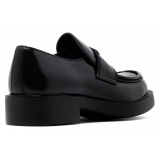 Prada - Black Logo Plaque Loafers - Prada Exclusive Luxury Collection