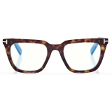 Tom Ford - Blue Block Square Optical Glasses - Dark Havana - Optical Glasses - Tom Ford Eyewear