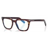 Tom Ford - Blue Block Square Optical Glasses - Dark Havana - Optical Glasses - Tom Ford Eyewear