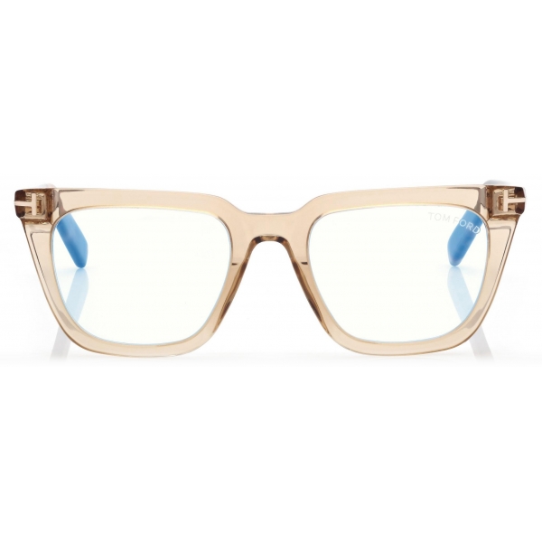 Tom Ford - Occhiali da Vista Blue Block Quadrati - Miele Opale - Occhiali da Vista - Tom Ford Eyewear