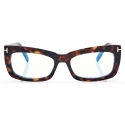 Tom Ford - Blue Block Rectangular Optical Glasses - Dark Havana - Optical Glasses - Tom Ford Eyewear