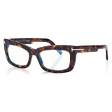 Tom Ford - Blue Block Rectangular Optical Glasses - Dark Havana - Optical Glasses - Tom Ford Eyewear