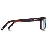 Tom Ford - Blue Block Rectangular Optical Glasses - Dark Havana - Optical Glasses - Tom Ford Eyewear