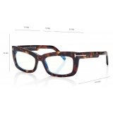 Tom Ford - Blue Block Rectangular Optical Glasses - Dark Havana - Optical Glasses - Tom Ford Eyewear