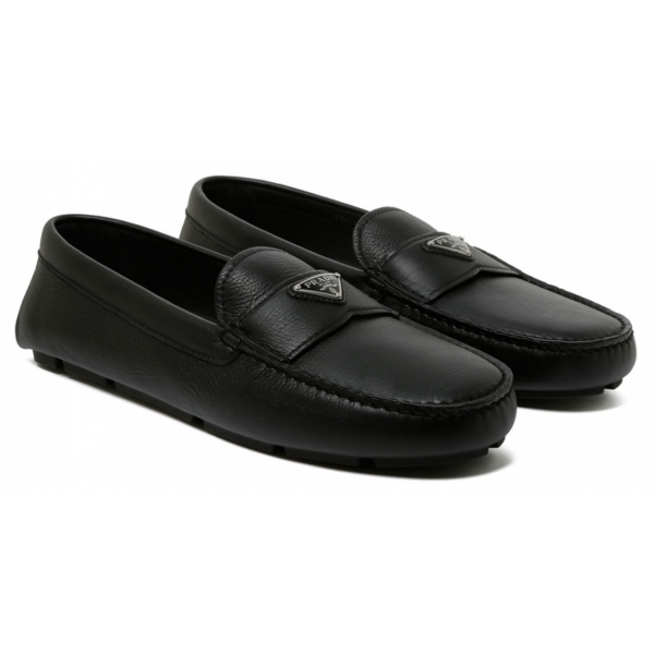 【関税込み】prada LOGO LOAFERS Prada Leather Triangle Logo Loafers | Neiman Marcus