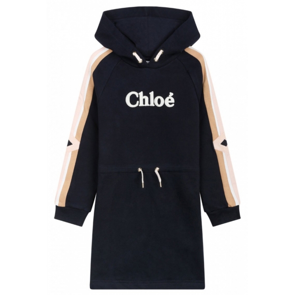 Chloé - Abito con Logo Applicato Blu Navy e Multicolore - Chloé Exclusive Luxury Collection