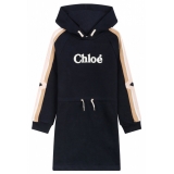 Chloé - Abito con Logo Applicato Blu Navy e Multicolore - Chloé Exclusive Luxury Collection