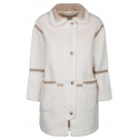 Chloé - Cappotto in Montone Sintetico Bianco Crema e Beige - Chloé Exclusive Luxury Collection