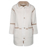 Chloé - Cappotto in Montone Sintetico Bianco Crema e Beige - Chloé Exclusive Luxury Collection