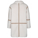 Chloé - Cappotto in Montone Sintetico Bianco Crema e Beige - Chloé Exclusive Luxury Collection