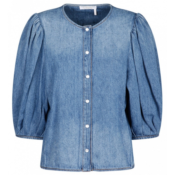 Chloé - Denim Collarless Blouse - Chloé Exclusive Luxury Collection