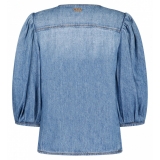 Chloé - Camicetta Senza Colletto in Denim - Chloé Exclusive Luxury Collection