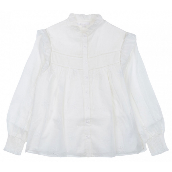 Chloé - Camicia Bianco Sporco con Stelle Ricamate - Chloé Exclusive Luxury Collection