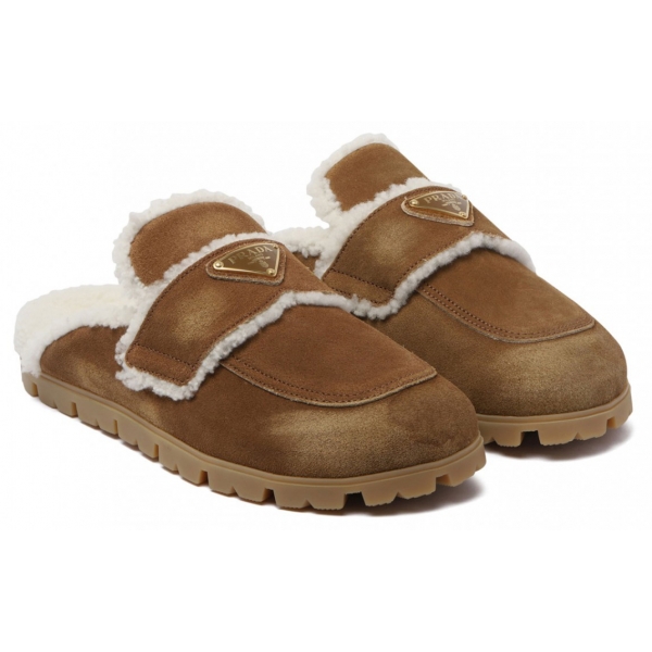 サンダル・ミュール PRADA WHITE/DARK BROWN MULES WITH ANIMAL PRINT 68cc6f2c4da3f873a181ac860b40d6