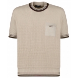 Prada - Light Beige and Brown Knitted T-Shirt - Prada Exclusive Luxury Collection